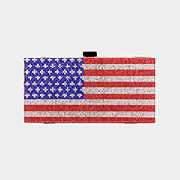 Bling American USA Flag Rectangle Evening Clutch / Crossbody Bag