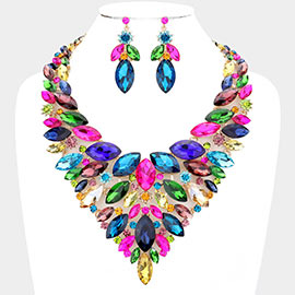 Marquise Stone Cluster Statement Evening Necklace