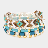 5PCS - Boho Pattern Detailed Shell Beaded Bracelets