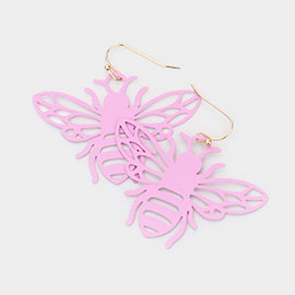 Cut Out Brass Metal Honey Bee Dangle Earrings