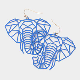 Cut Out Brass Meta Elephant Dangle Earrings