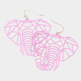 Cut Out Brass Meta Elephant Dangle Earrings