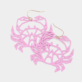 Cut Out Brass Metal Crab Dangle Earrings