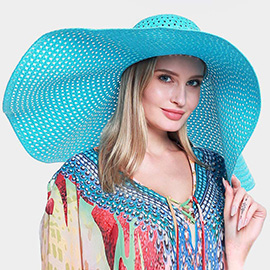 Open Weave Wide Brim Straw Sun Hat
