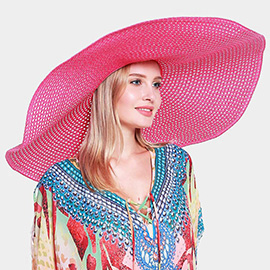 Open Weave Wide Brim Straw Sun Hat
