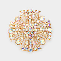 Bubble Stone Embellished Crisscross Detailed Pin Brooch