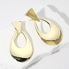 Metal Triangle Open Teardrop Dangle Clip on Earrings