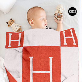 Reversible H Patterned Kids Throw Blanket