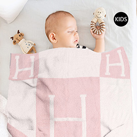 Reversible H Patterned Kids Throw Blanket