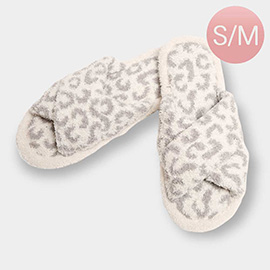 Leopard Patterned Crisscross Soft Home Indoor Floor Slippers