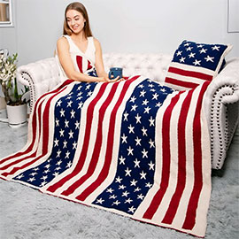 Reversible American USA Flag Throw Blanket