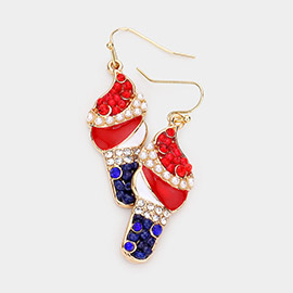 American USA Flag Ice Cream Dangle Earrings