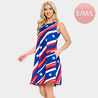 American USA Flag A-Line Dress