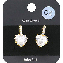 CZ Heart Evening Huggie Earrings