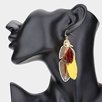 Feather Layered Dangle Earrings