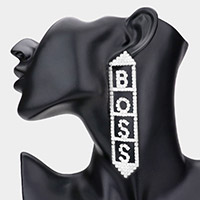 BOSS Rhinestone Pave Message Earrings