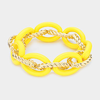 Twisted Open Metal Resin Oval Link Stretch Bracelet