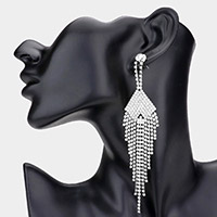 Rhinestone Fringe Dangle Evening Earrings