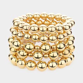 5PCS - Metal Ball Stretch Bracelets