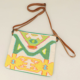 Boho Geometric Pattern Embroidered Crossbody Bag / Clutch Bag