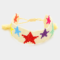 Beaded Star Tassel Pull Tie Cinch Bracelet