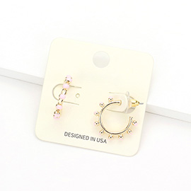 Colored Metal Ball Half Hoop Earrings