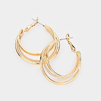 Triple Layered Metal Hoop Earrings