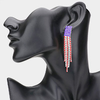 American USA Flag Fringe Earrings