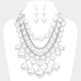 Pearl Cluster Statement Necklace