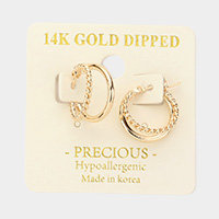 14K Gold Dipped Abstract Metal Pin Catch Earrings