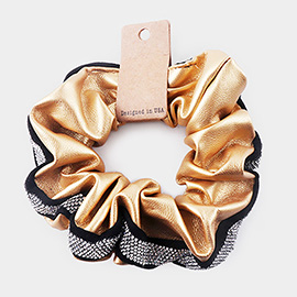 Bling Faux Leather Scrunchie Hairband