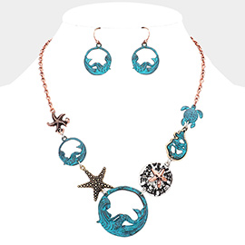 Mermaid Starfish Turtle Sea Life Metal Necklace