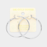 14K White Gold Dipped Metal Hoop Earrings