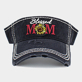 Blessed Mom Sunflower Vintage Visor Hat