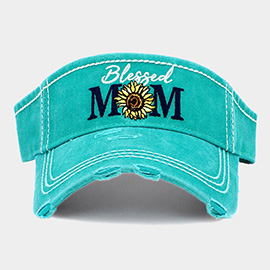 Blessed Mom Sunflower Vintage Visor Hat