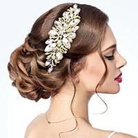 Stone Embellished Flower Cluster Bun Wrap Headpiece