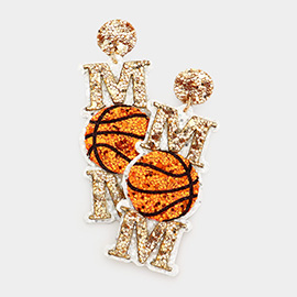 Felt Back Basketball Mom Message Sequin Dangle Earrings