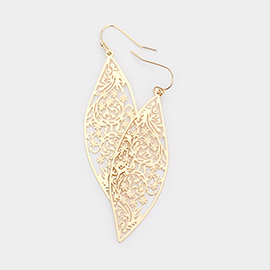 Filigree Brass Metal Marquise Dangle Earrings