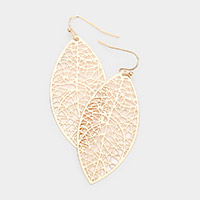 Filigree Brass Metal Marquise Dangle Earrings