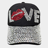 Bling Lips 'Love' Message Message Baseball Cap