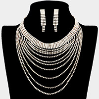 Crystal Rhinestone Multi Layered Evening Choker Necklace