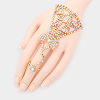 Round Crystal Rhinestone Net Hand Chain Bracelet