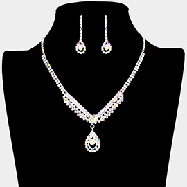 Crystal Rhinestone Teardrop Pave Necklace