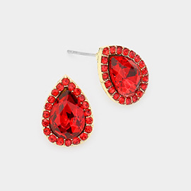 Teardrop Stone Evening Stud Earrings