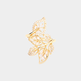 CZ Stone Pave Leaf Ring