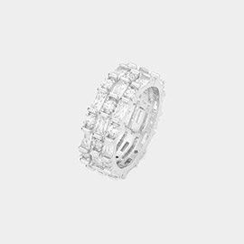 CZ Round Emerald Cut Stone Round Ring