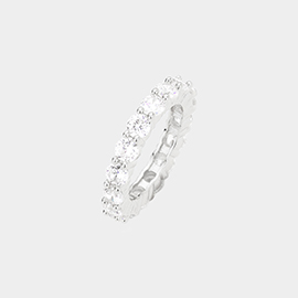 CZ Round Accented Band Ring