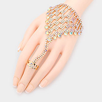 Crystal Rhinestone Accented Hand Chain Evening Bracelet