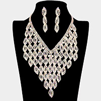 Rhinestone Pave Statement Evening Necklace