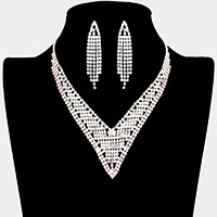 Rhinestone Pave V-Shape Collar Necklace